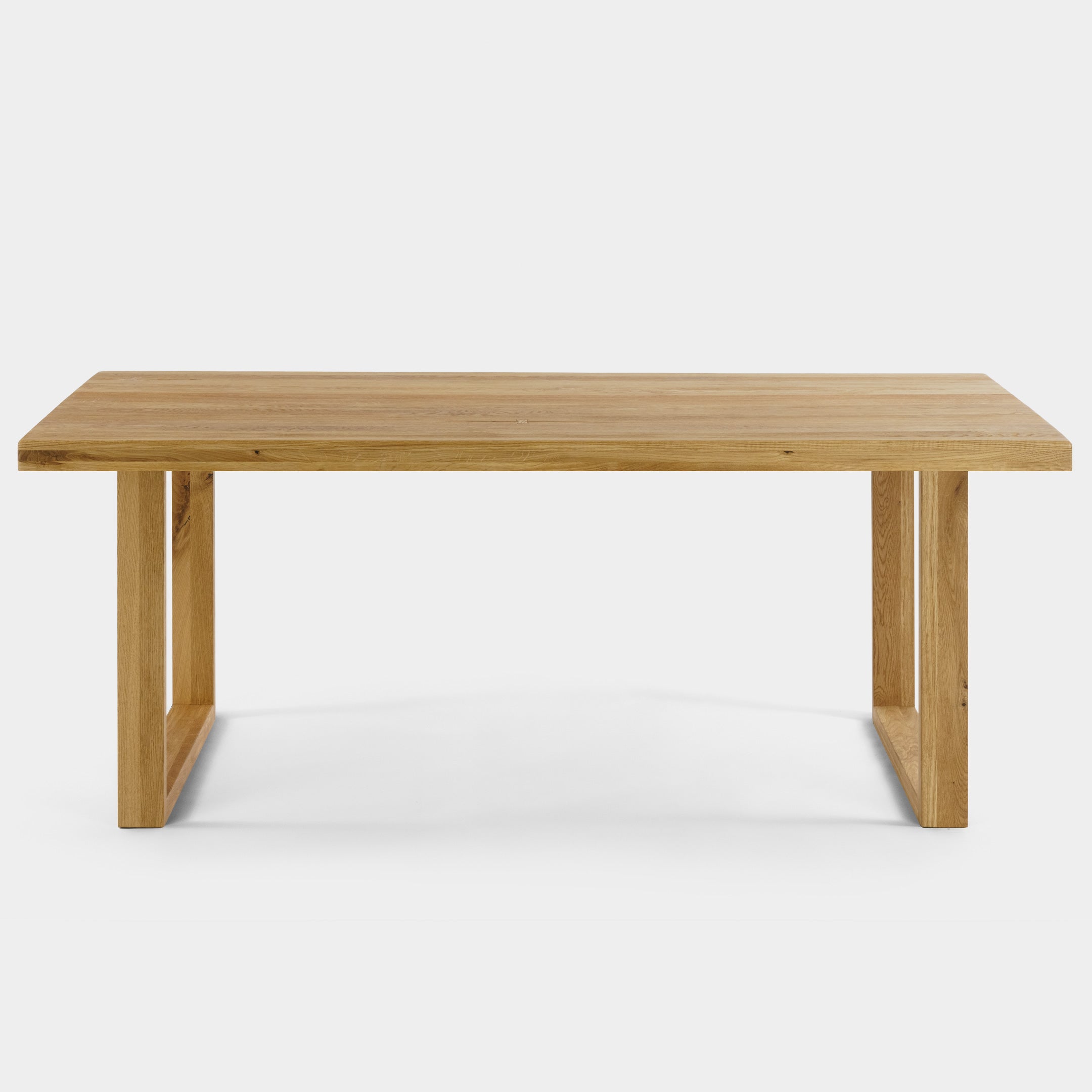 Mesa de Comedor Rustica de Madera Maciza de Roble Dorado Ondulada y Patas de madera Roble Macizo U