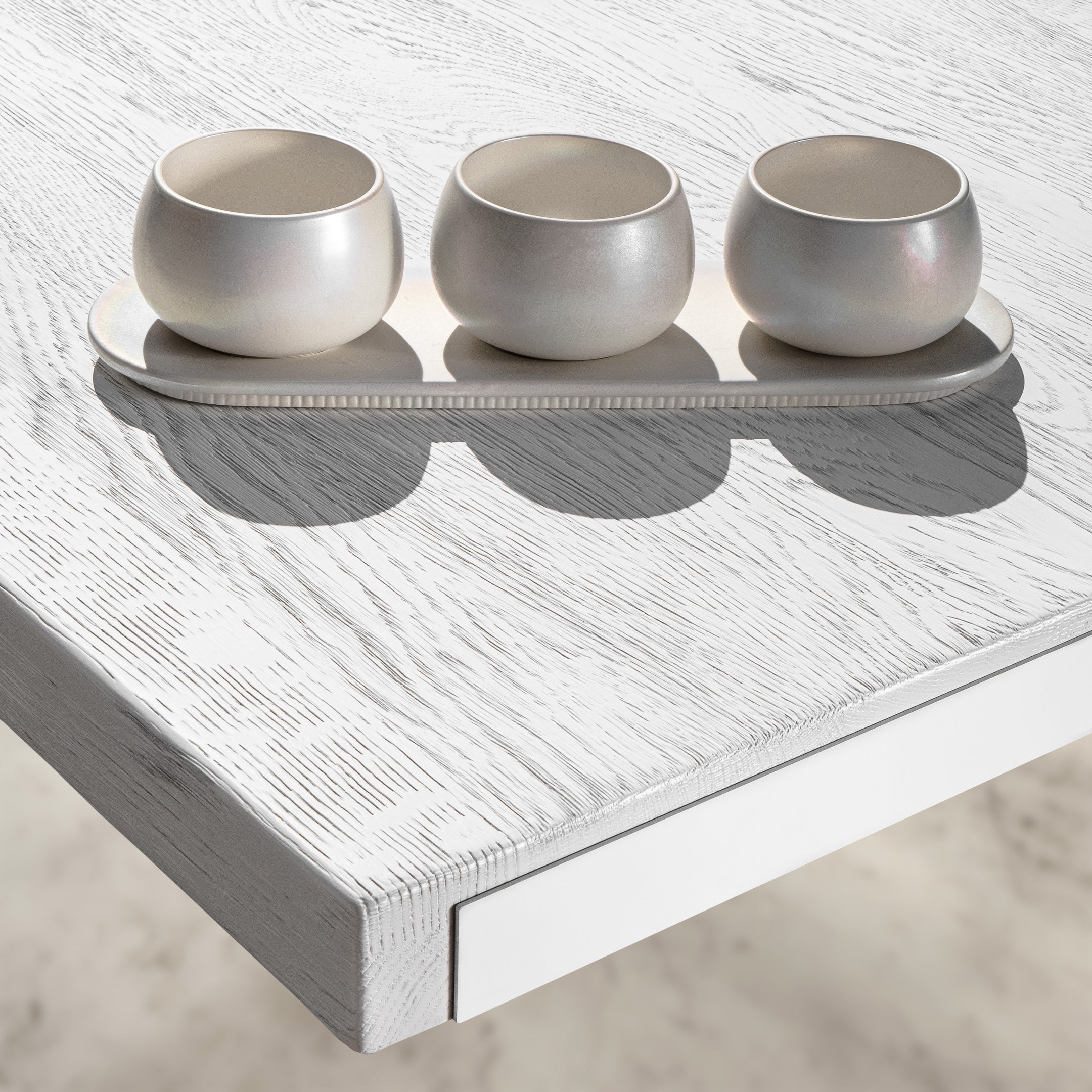 Mesa de Comedor de Madera Maciza de Roble Rectangular Blanca y Patas de madera Roble Macizo U