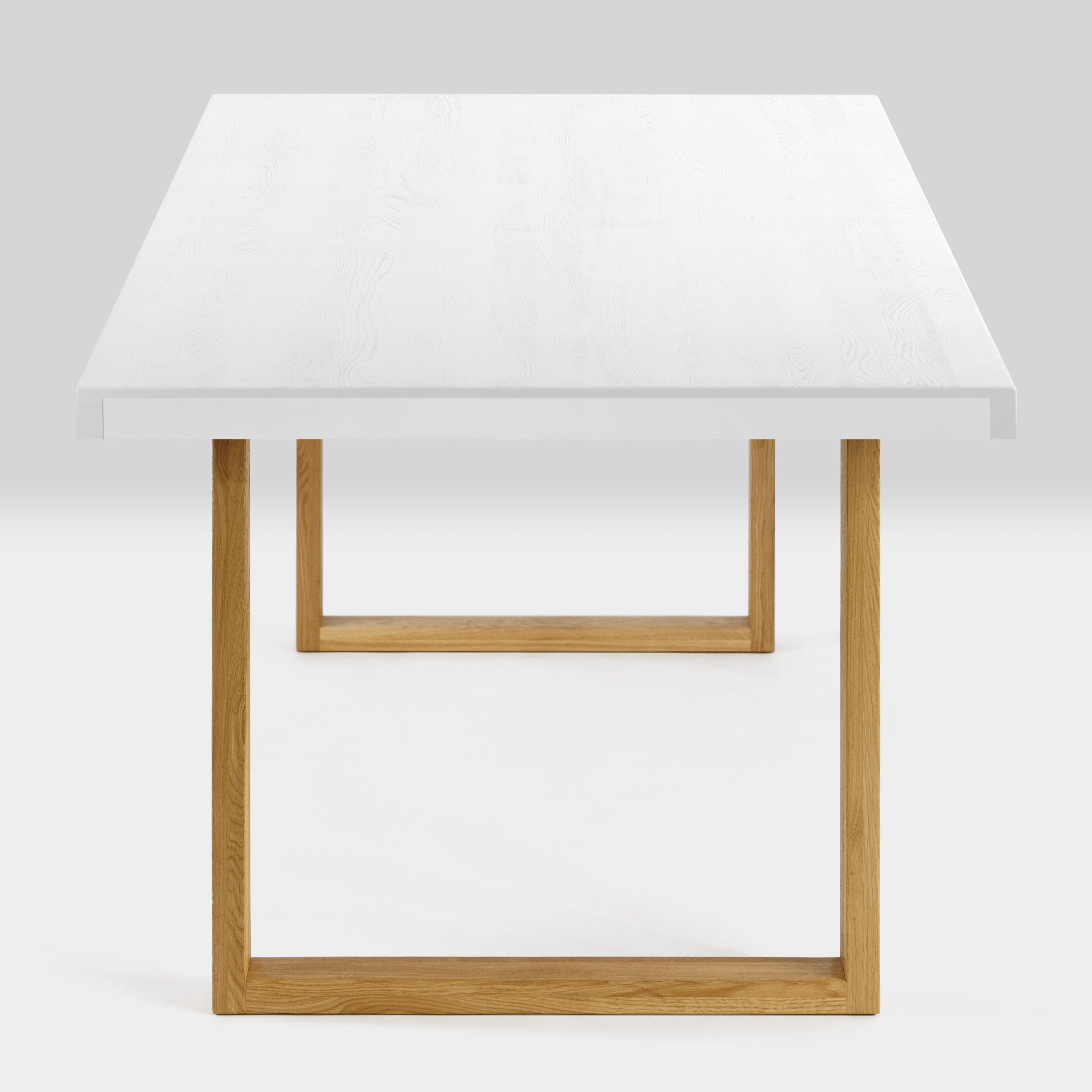 Mesa de Comedor de Madera Maciza de Roble Rectangular Blanca y Patas de madera Roble Macizo U