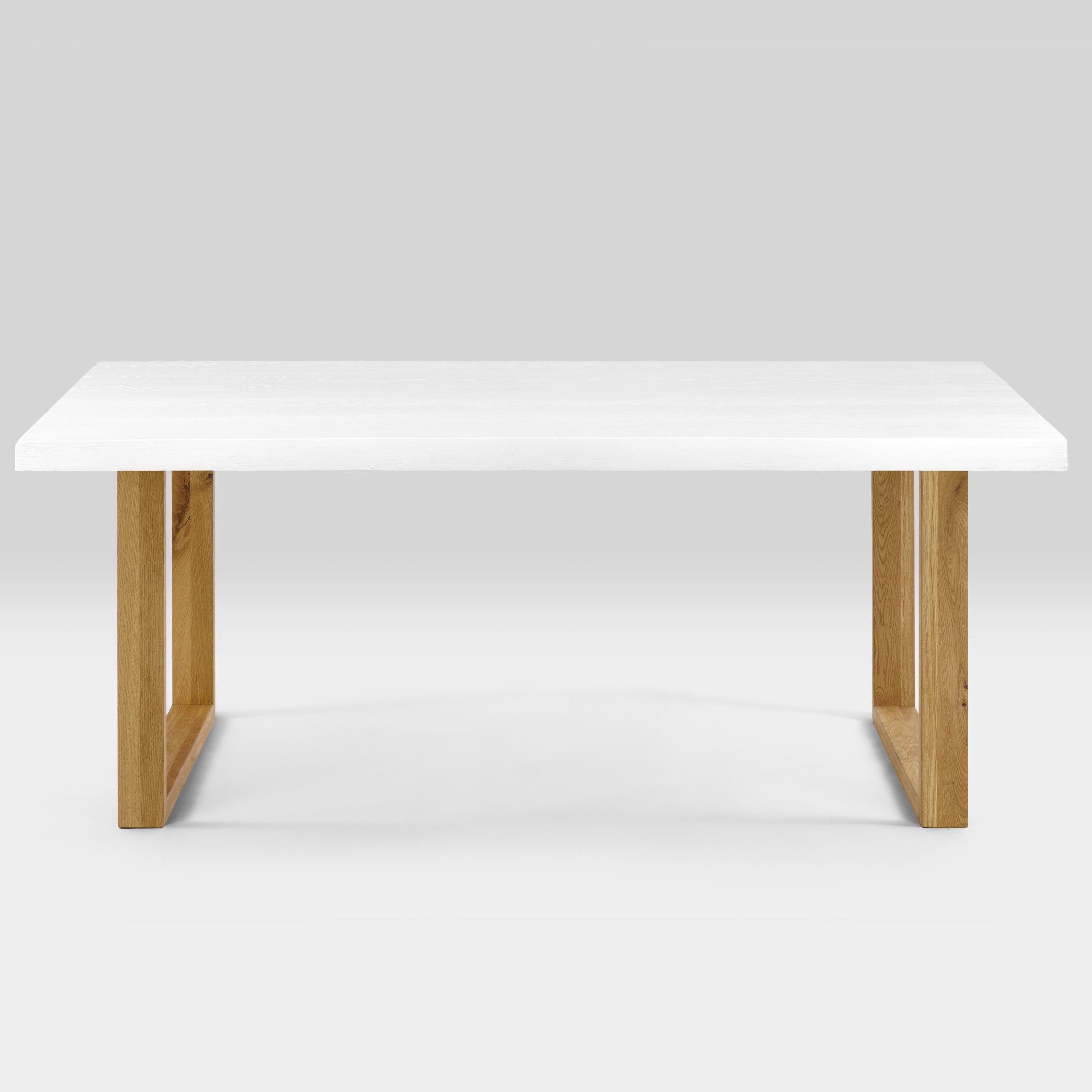 Mesa de Comedor de Madera Maciza de Roble Rectangular Blanca y Patas de madera Roble Macizo U