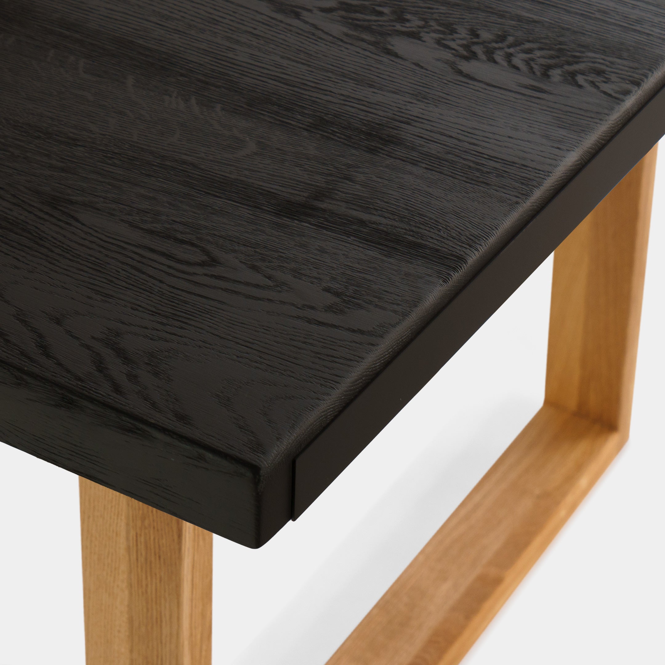 Mesa de Comedor de Madera Maciza de Roble Rectangular Chocolate-Marron y Patas de madera Roble Macizo U