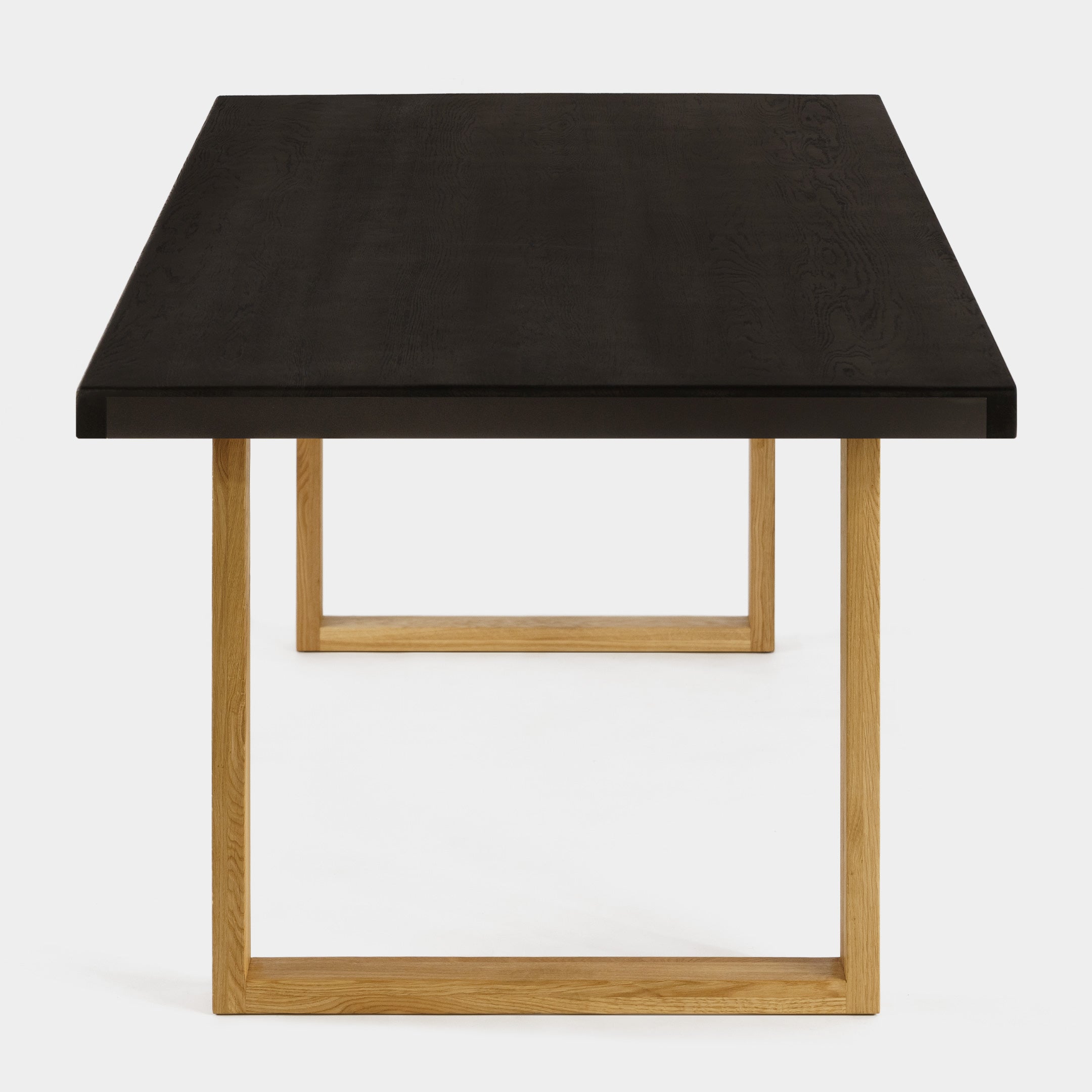Mesa de Comedor de Madera Maciza de Roble Rectangular Chocolate-Marron y Patas de madera Roble Macizo U