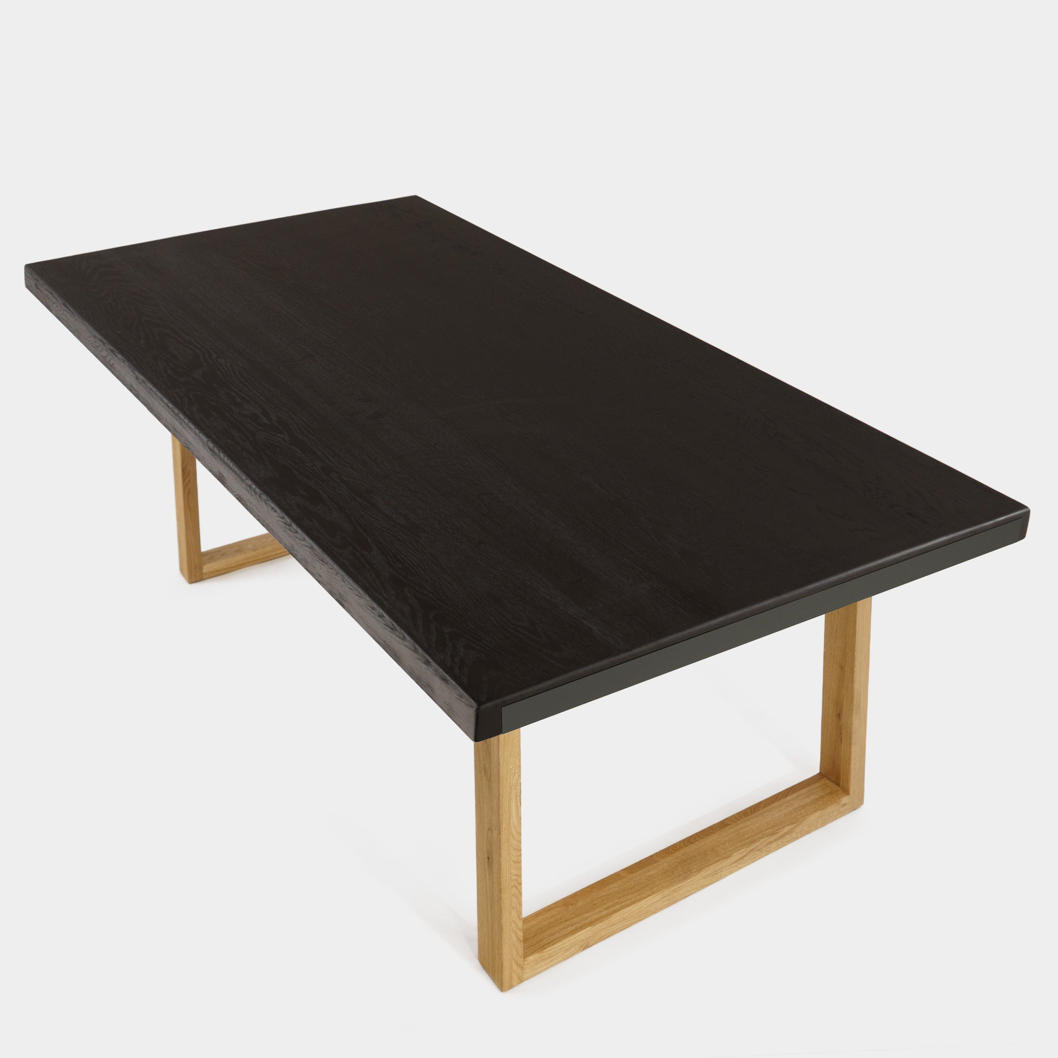 Mesa de Comedor de Madera Maciza de Roble Rectangular Chocolate-Marron y Patas de madera Roble Macizo U
