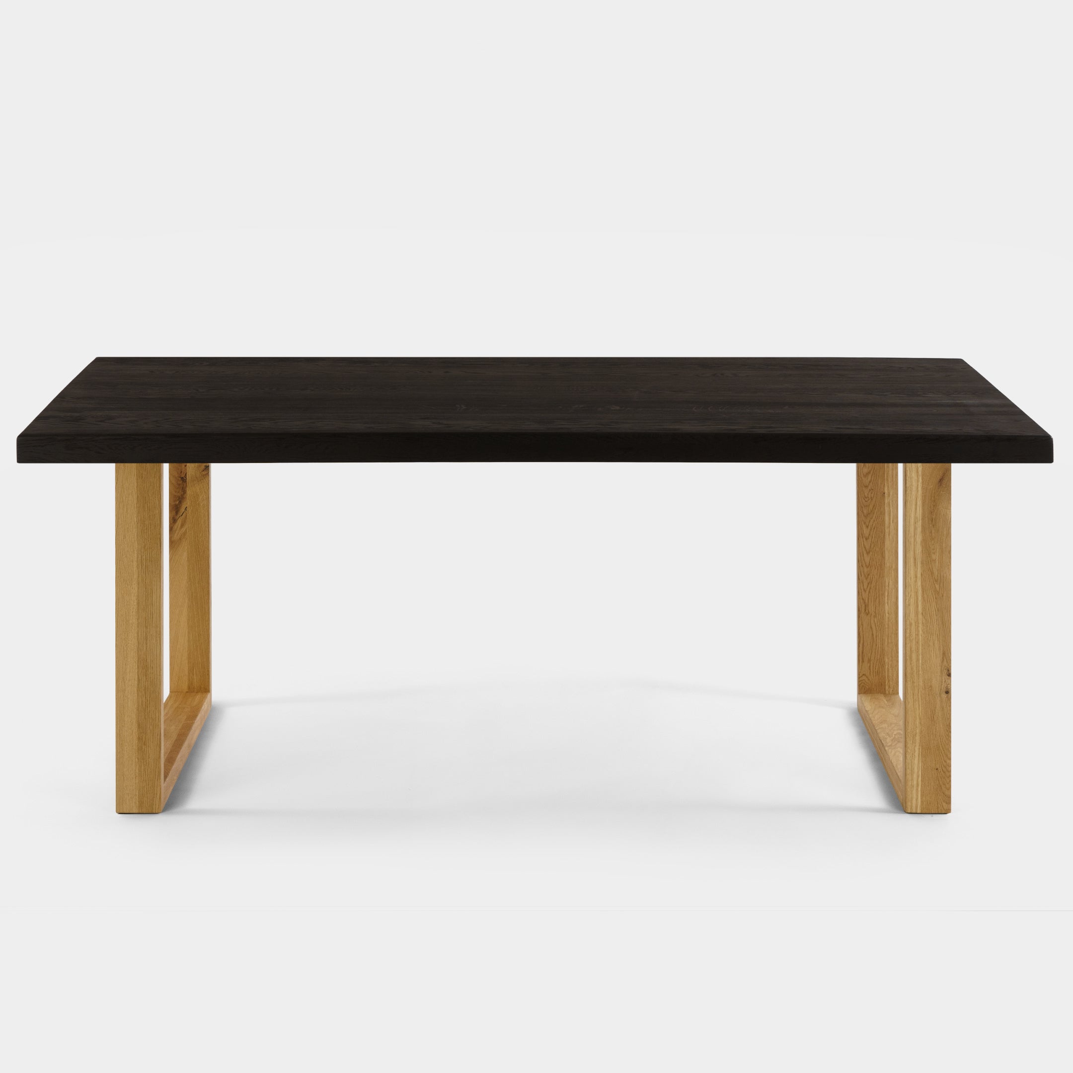 Mesa de Comedor de Madera Maciza de Roble Rectangular Chocolate-Marron y Patas de madera Roble Macizo U