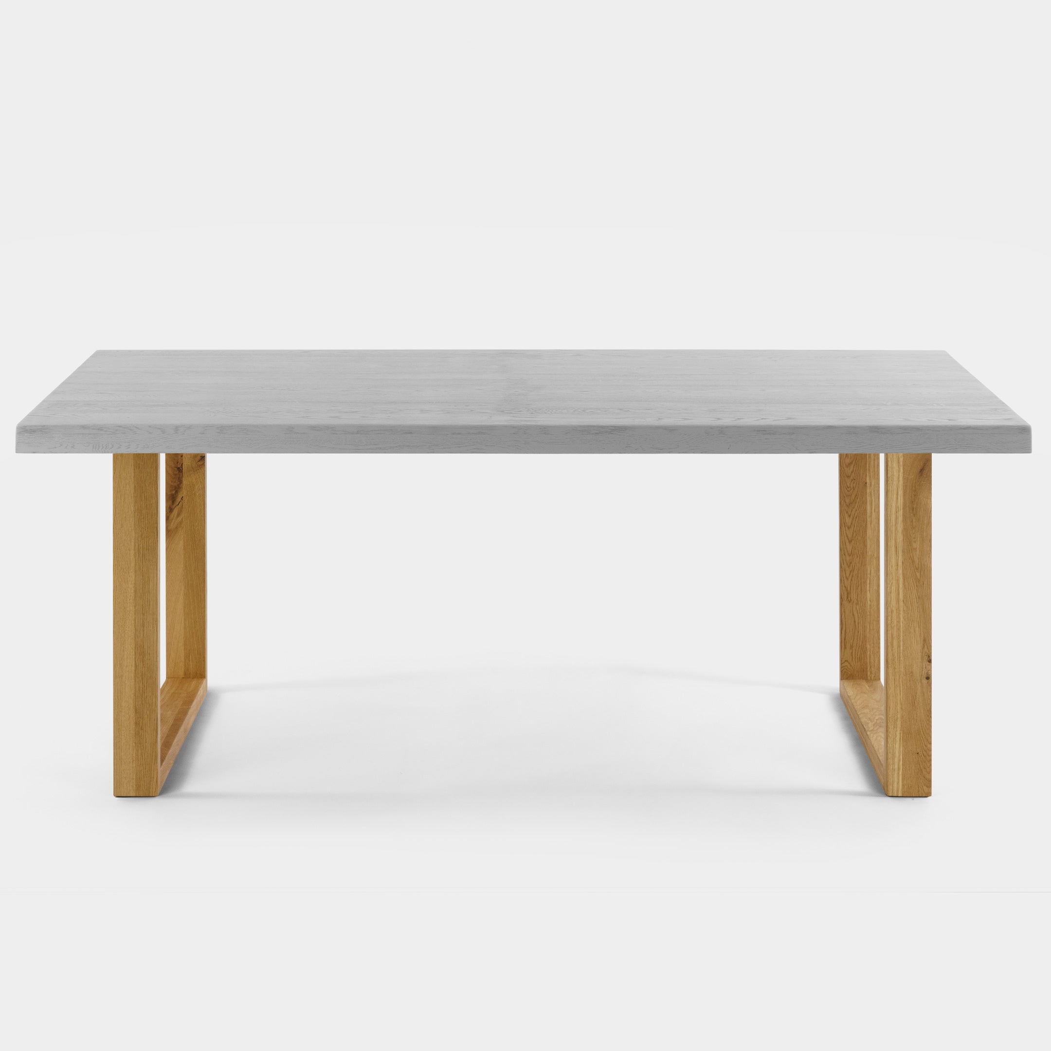 Mesa de Comedor de Madera Maciza de Roble Gris Claro Rectangular y Patas de madera Roble Macizo U