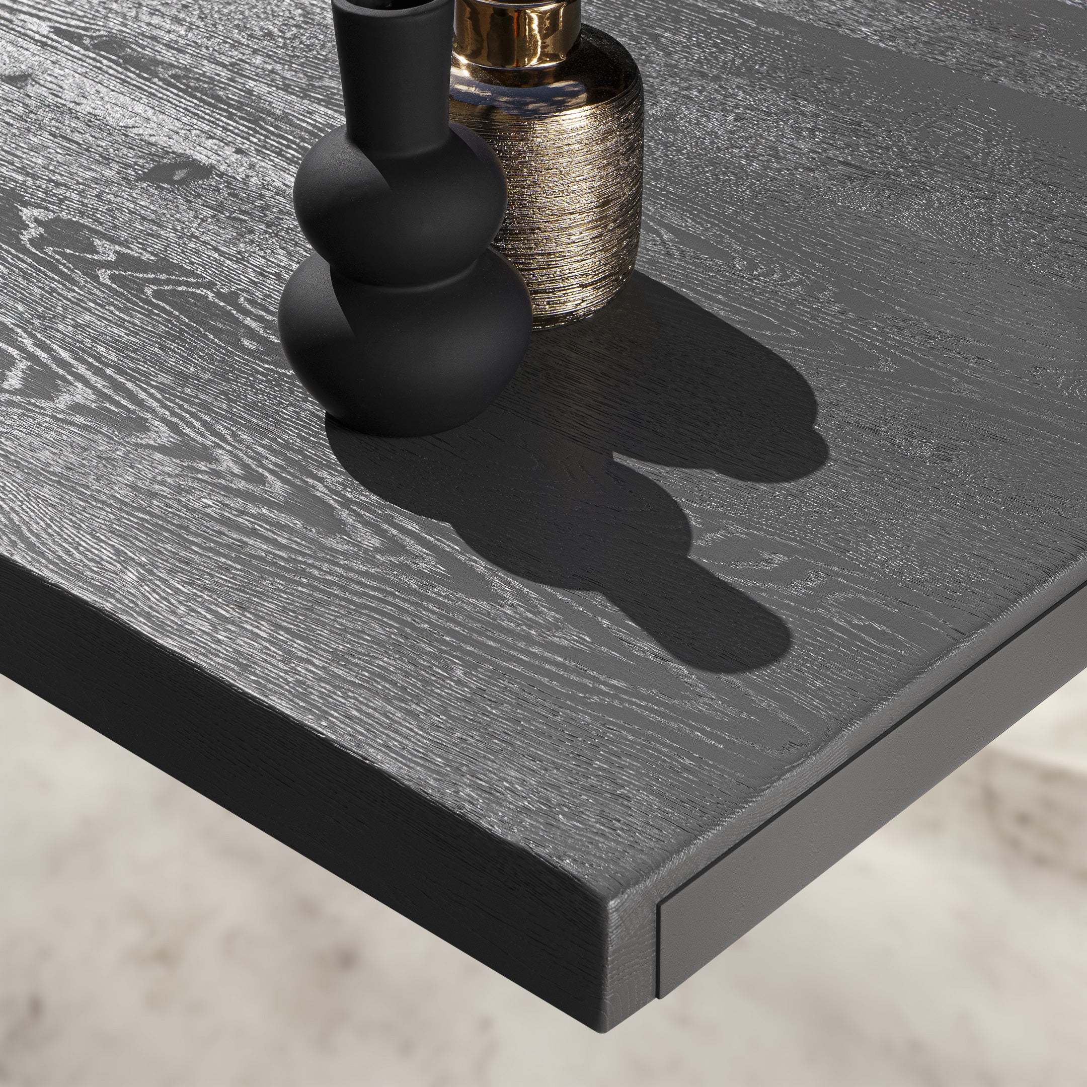 Mesa de Comedor de Madera Maciza de Roble Gris Oscuro Rectangular y Patas de madera Roble Macizo U