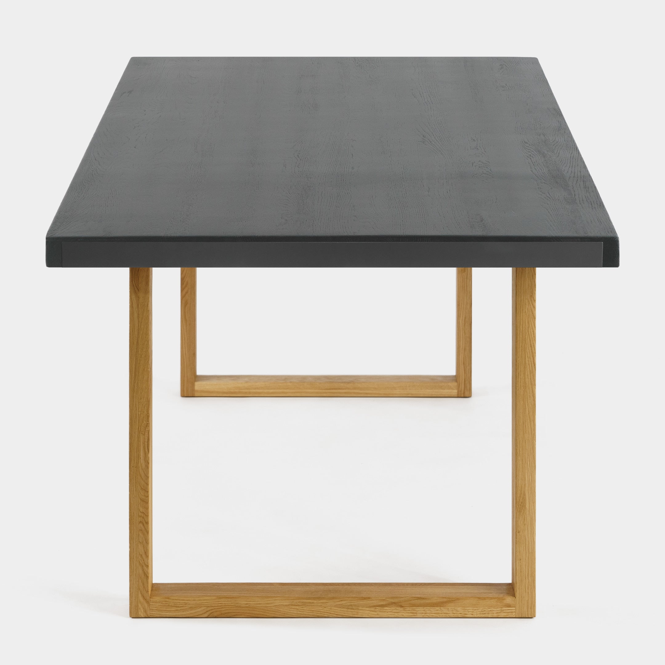 Mesa de Comedor de Madera Maciza de Roble Gris Oscuro Rectangular y Patas de madera Roble Macizo U