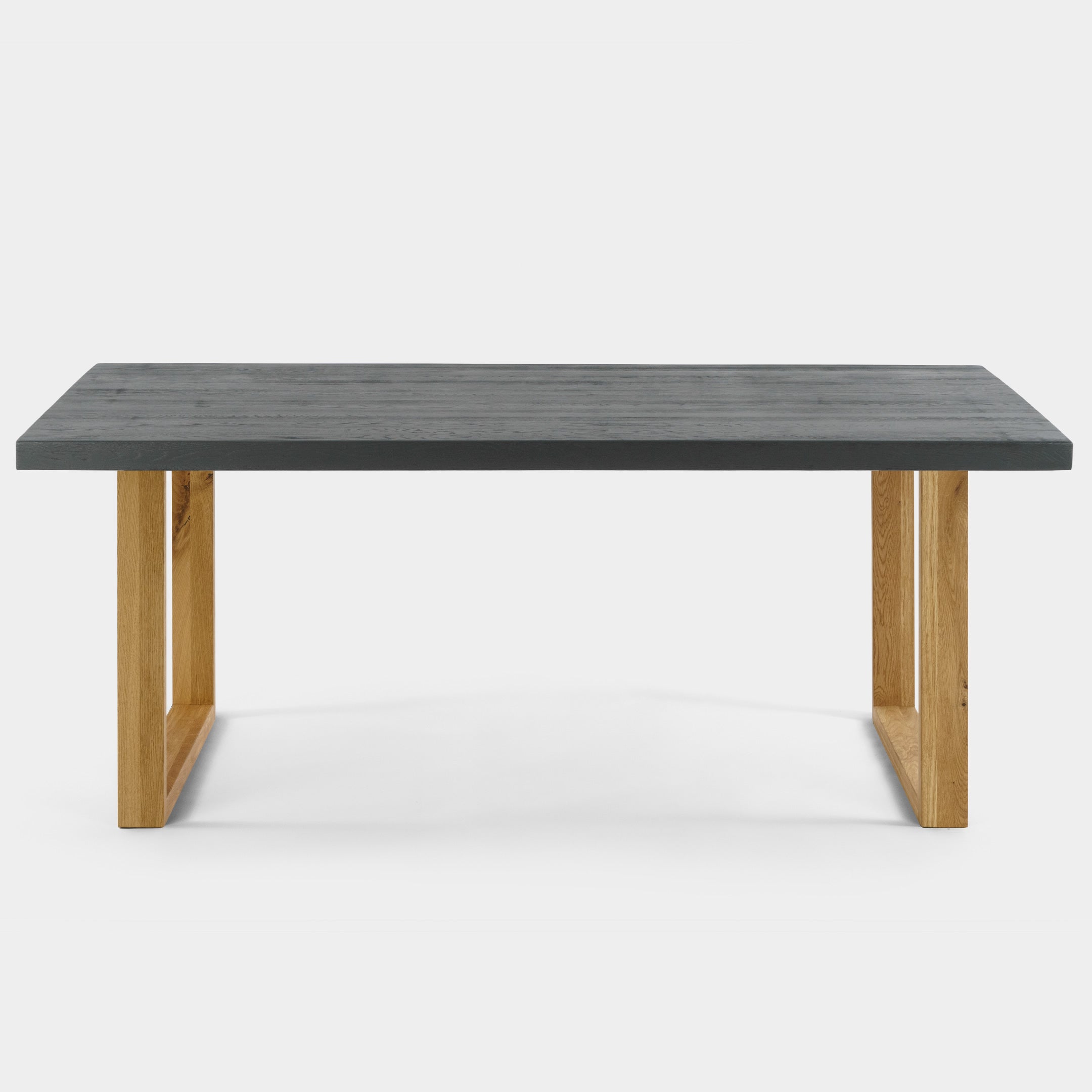 Mesa de Comedor de Madera Maciza de Roble Gris Oscuro Rectangular y Patas de madera Roble Macizo U