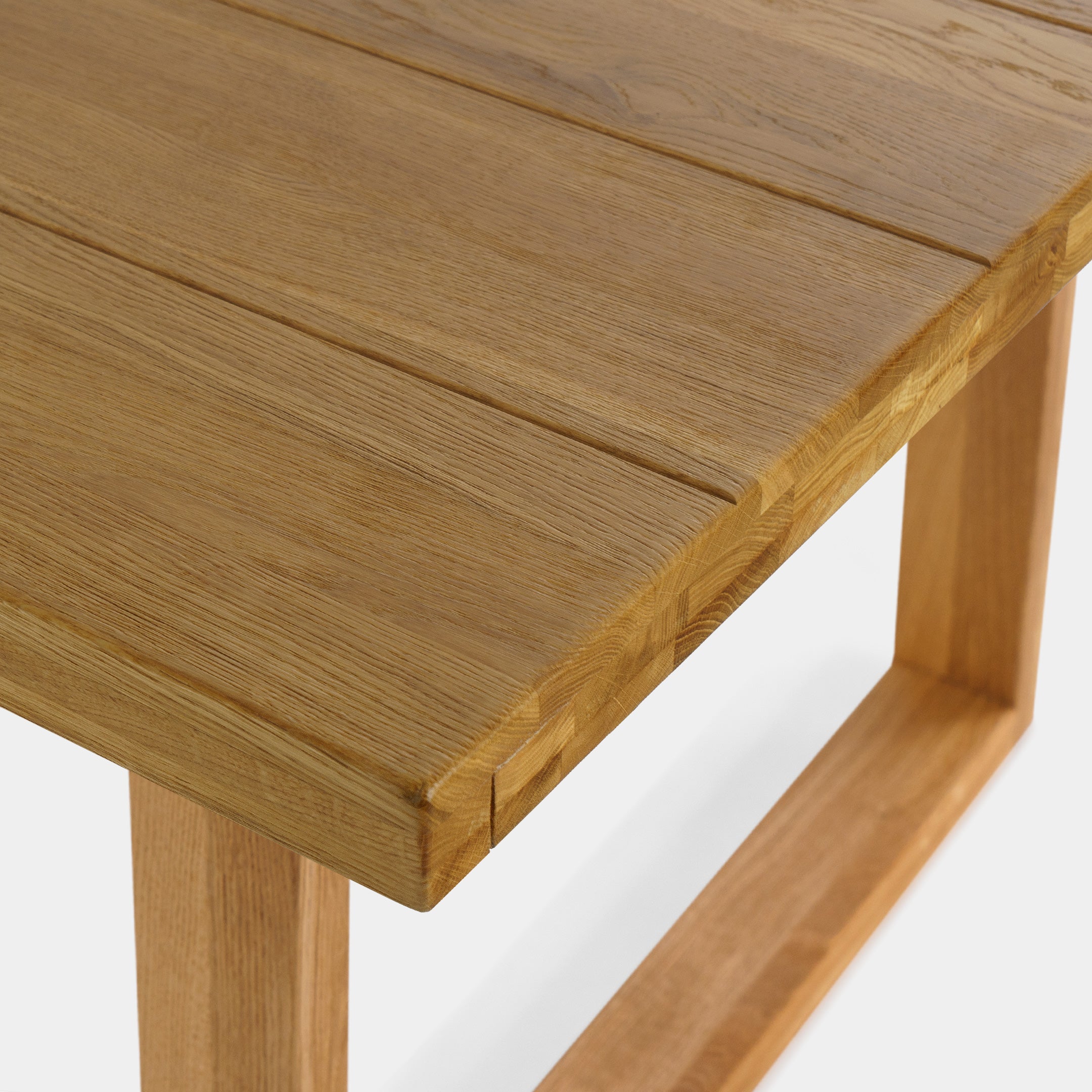 Mesa de Comedor de Madera Maciza de Roble Dorado Rectangular Lineal y Patas de madera Roble Macizo U