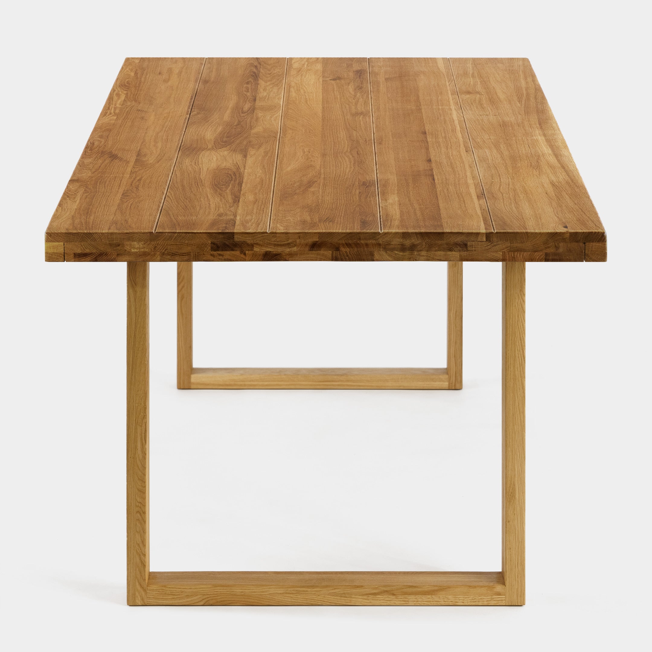 Mesa de Comedor de Madera Maciza de Roble Dorado Rectangular Lineal y Patas de madera Roble Macizo U