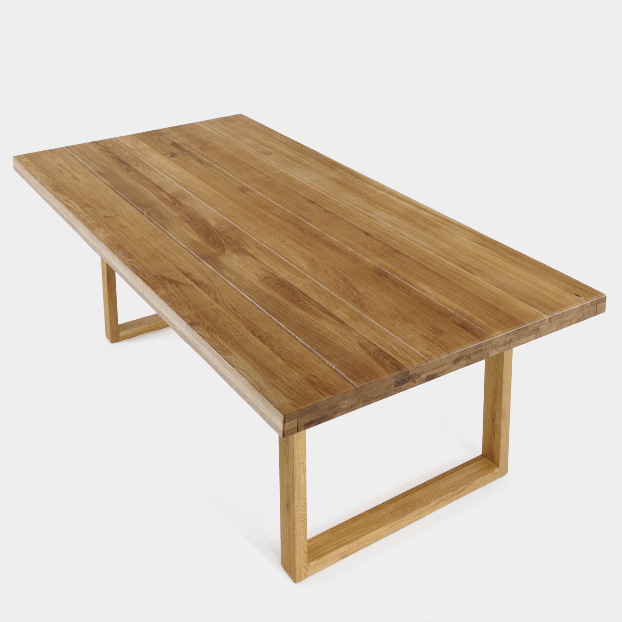 Mesa de Comedor de Madera Maciza de Roble Dorado Rectangular Lineal y Patas de madera Roble Macizo U