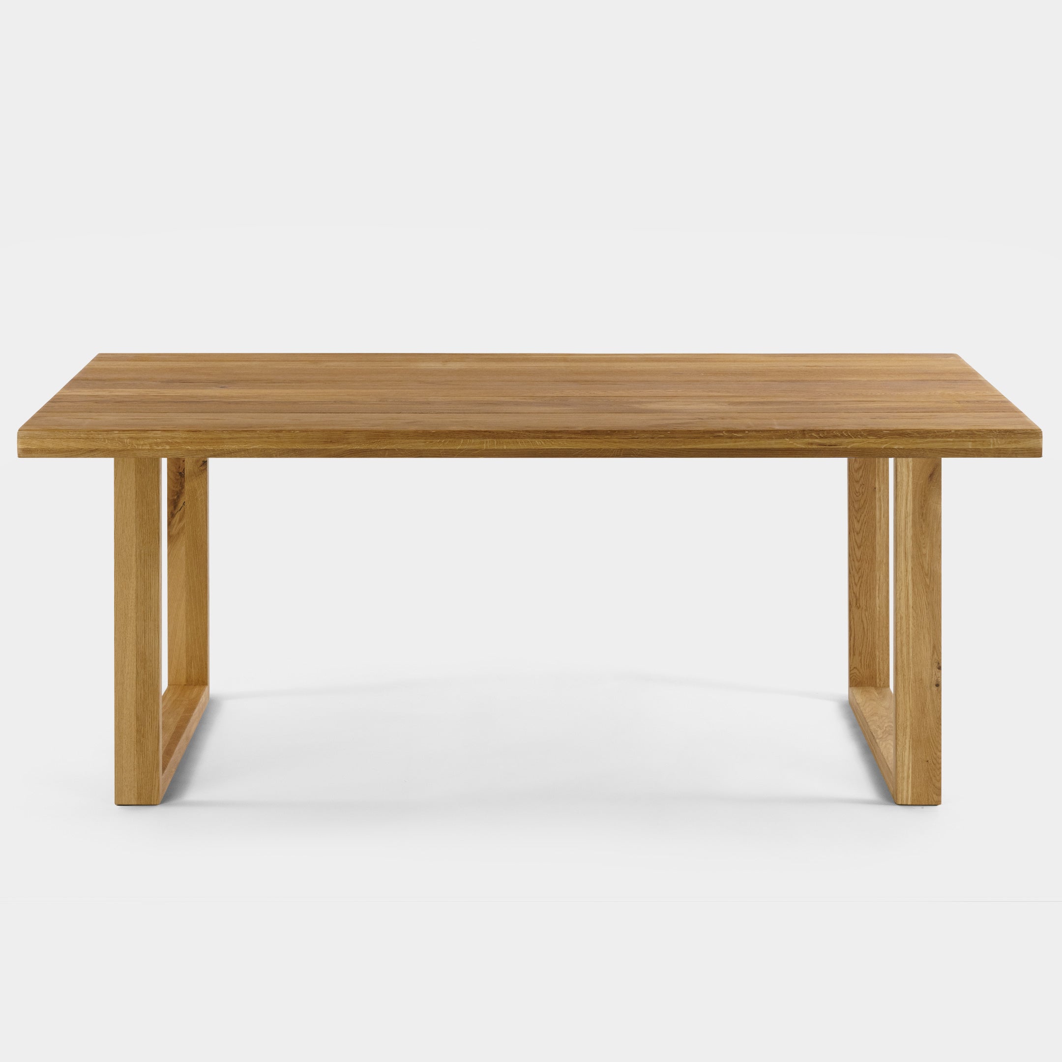 Mesa de Comedor de Madera Maciza de Roble Dorado Rectangular Lineal y Patas de madera Roble Macizo U