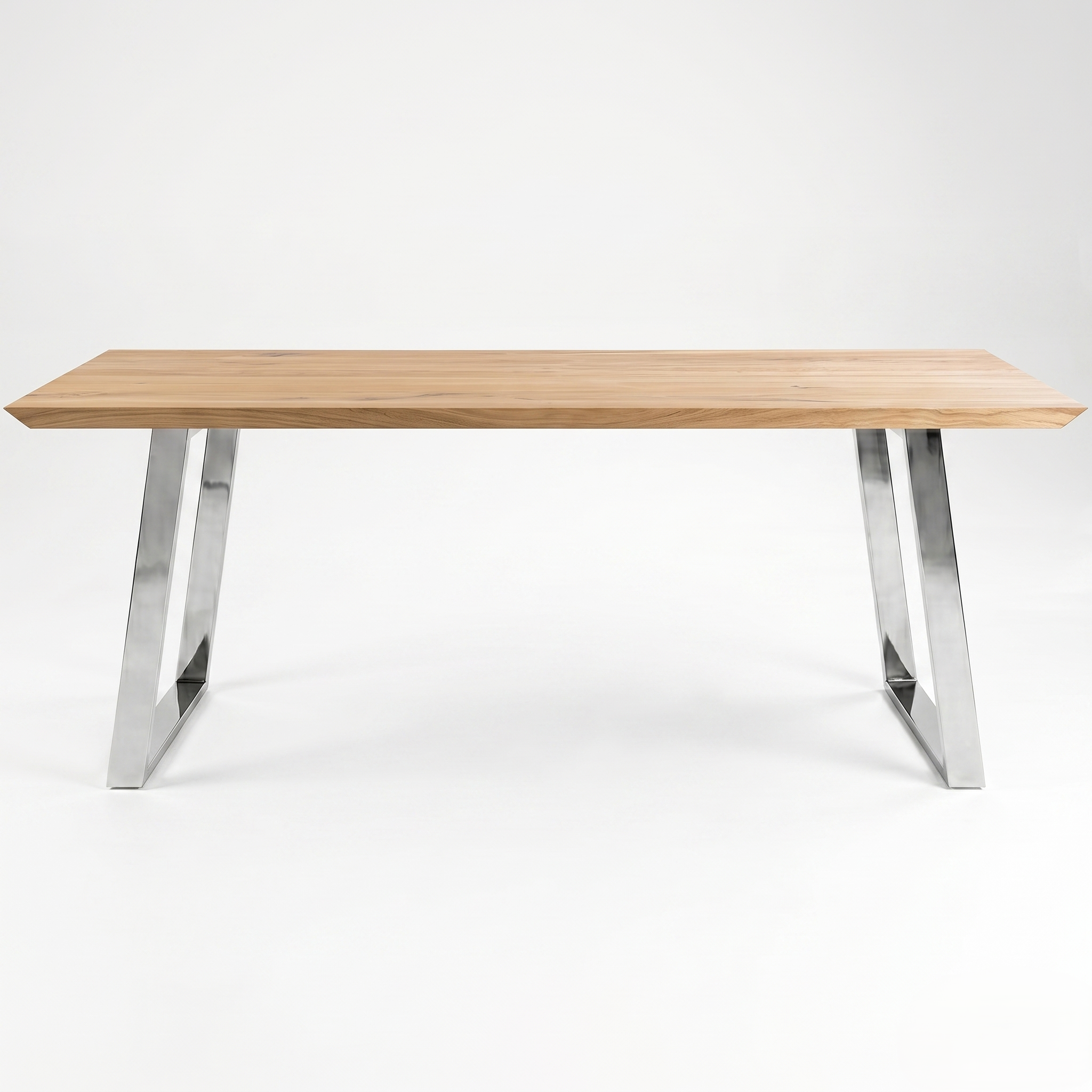 Mesa de comedor Crux de madera maciza de roble natural y patas Inox