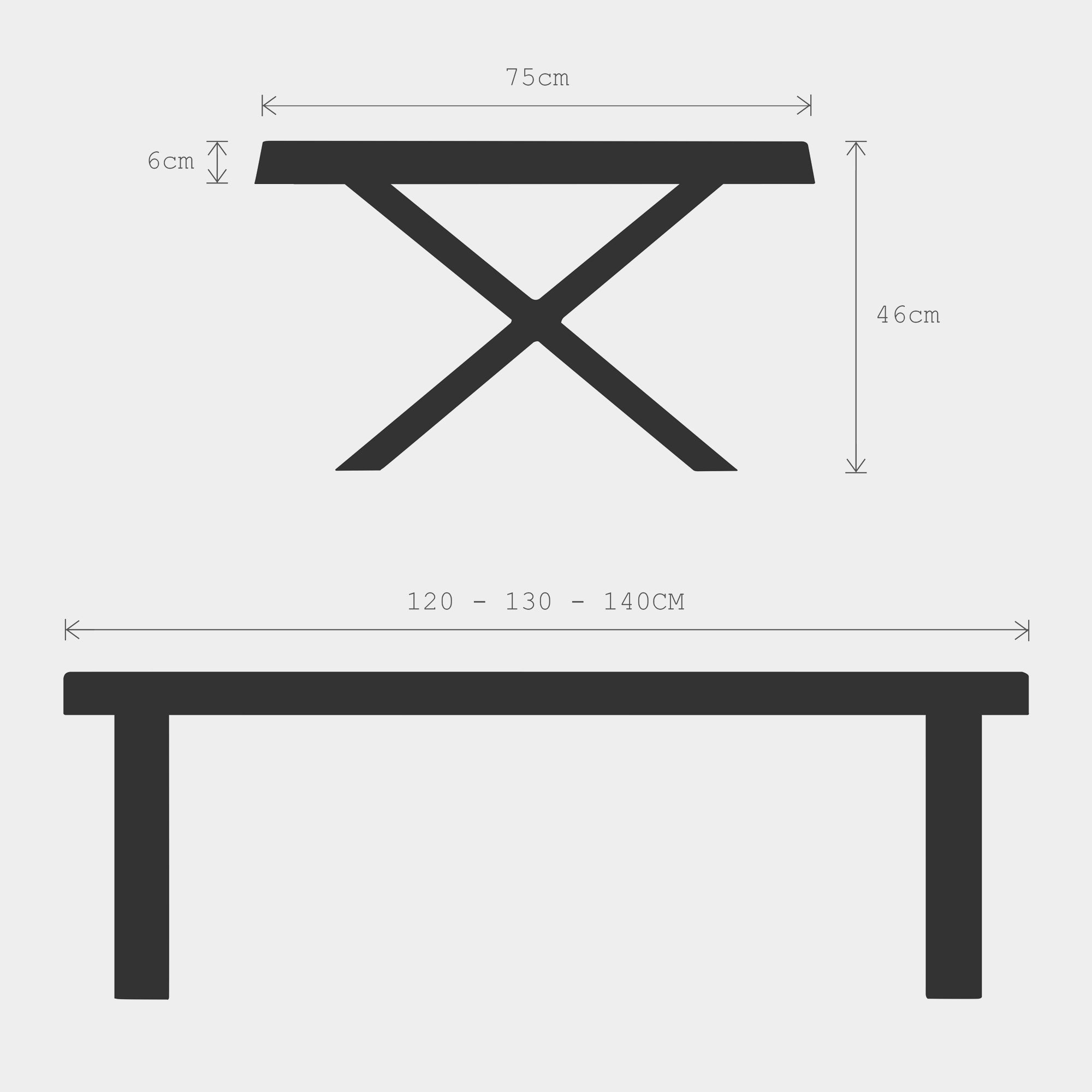 Mesa de Centro Rustica de Madera Maciza de Roble Blanqueado Ondulada y Patas de Acero X