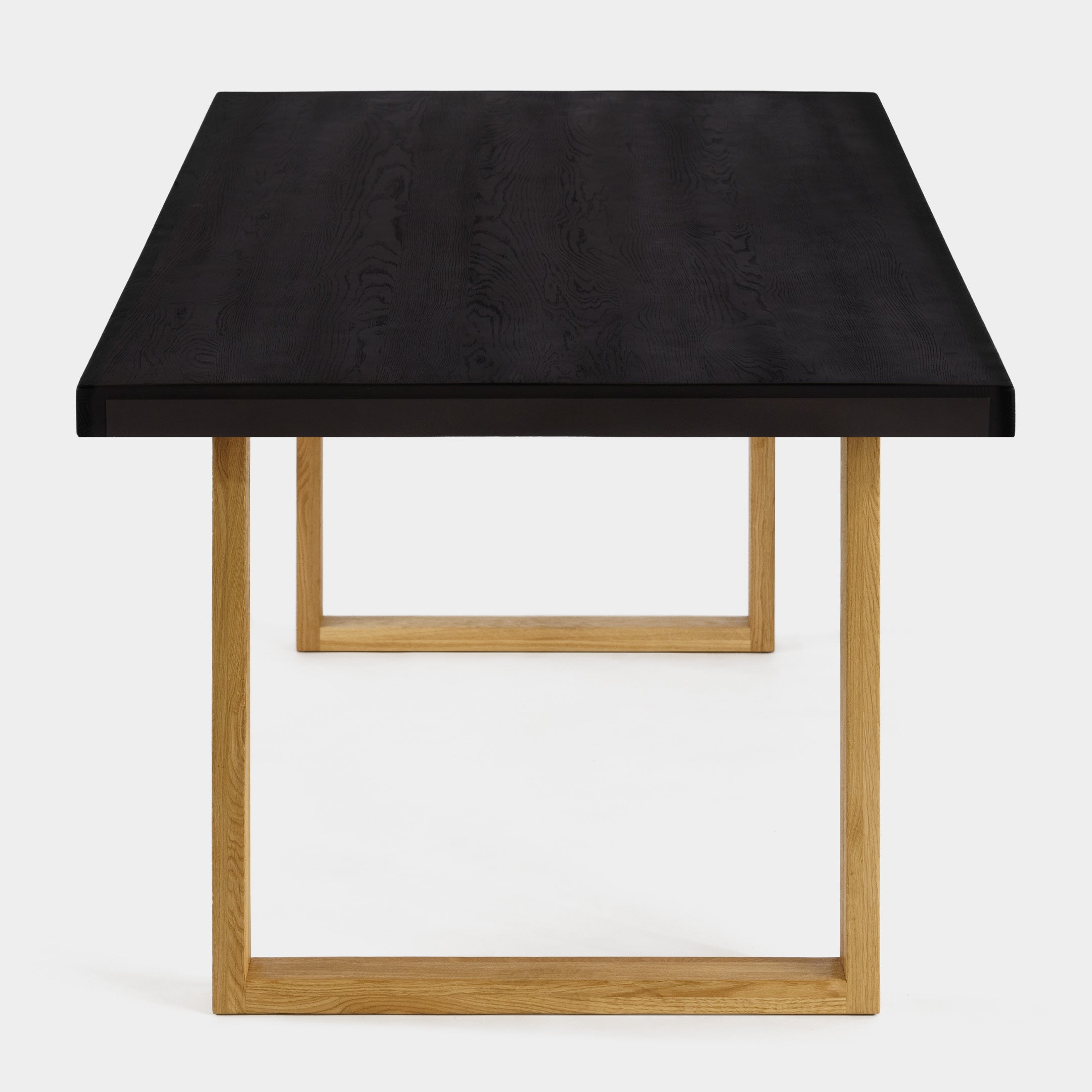 Mesa de Comedor de Madera Maciza de Roble Negra Rectangular y Patas de madera Roble Macizo U