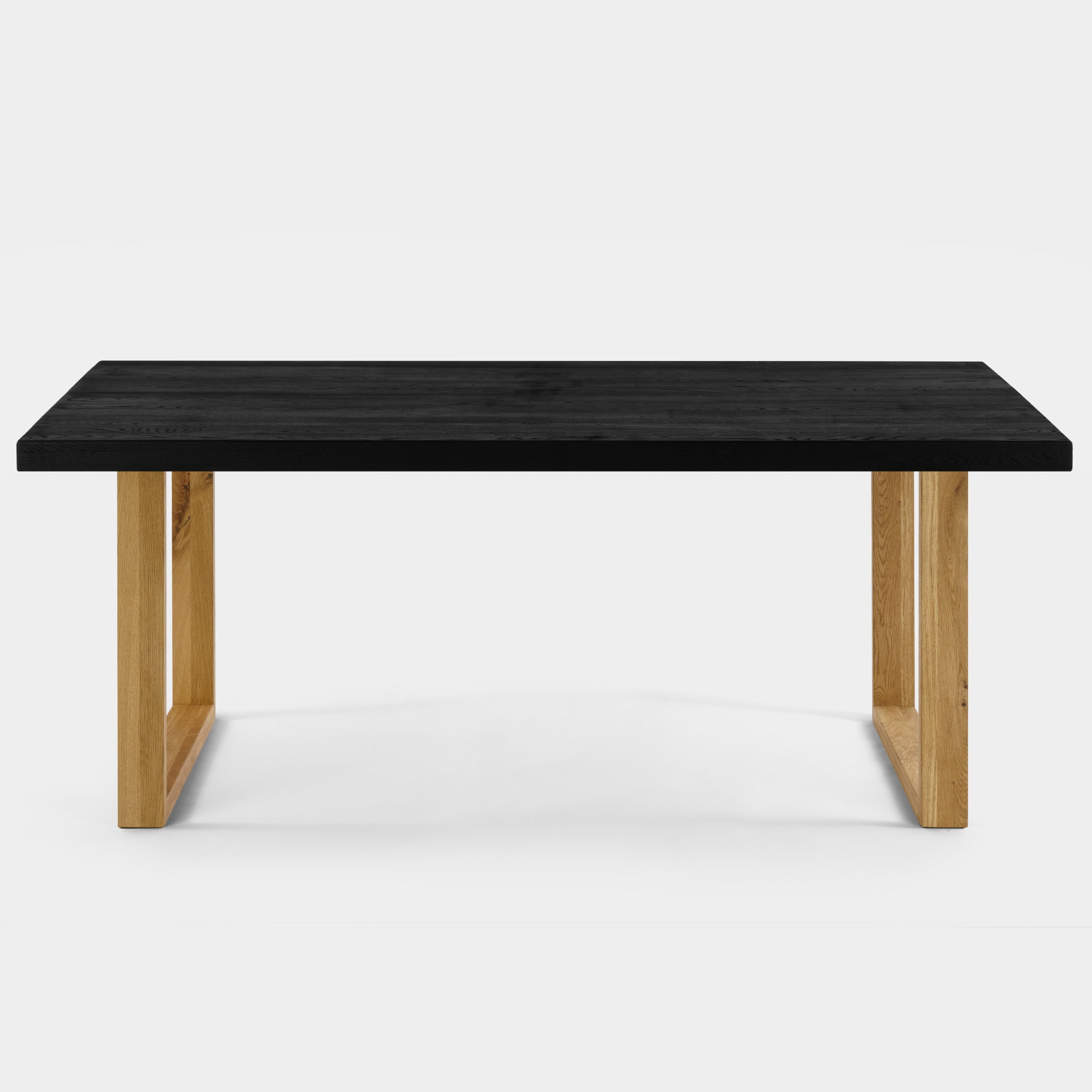 Mesa de Comedor de Madera Maciza de Roble Negra Rectangular y Patas de madera Roble Macizo U