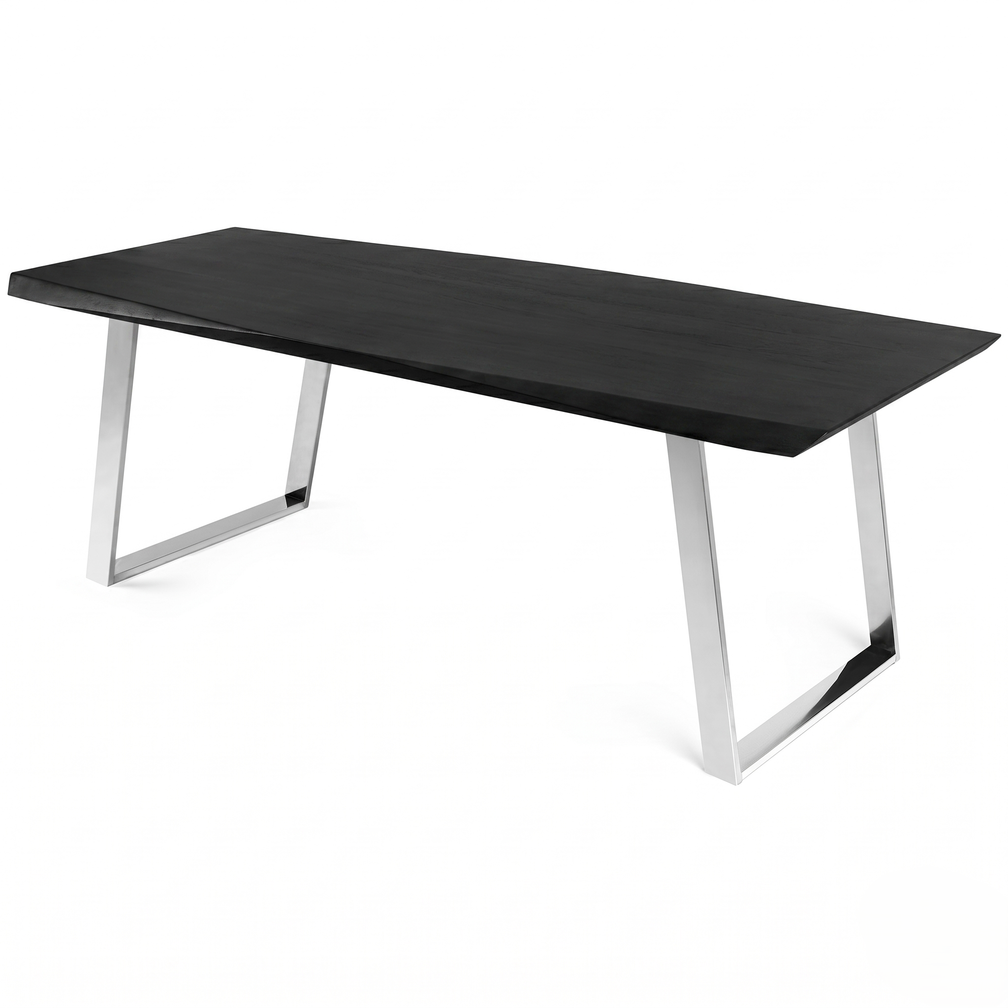 Mesa de comedor Crux de madera maciza de roble negro y patas inox