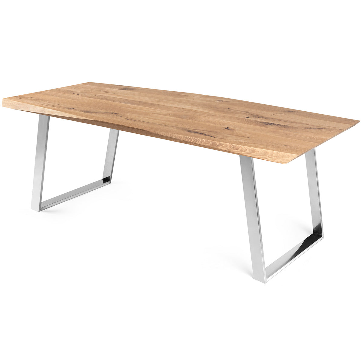 Mesa de comedor Crux de madera maciza de roble natural y patas Inox