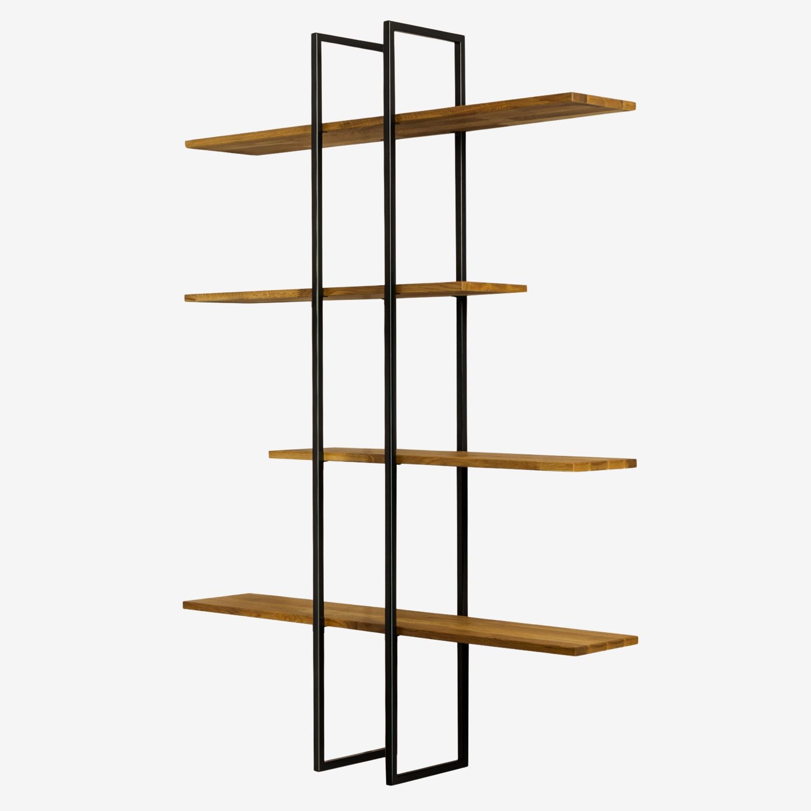 Estantería Axia de Roble Macizo Ámbar y Acero Negro | 170x120 cm | Estilo Industrial Moderno