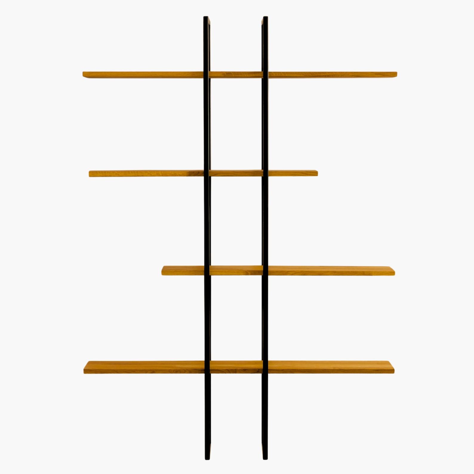 Estantería Axia de Roble Macizo Ámbar y Acero Negro | 170x120 cm | Estilo Industrial Moderno