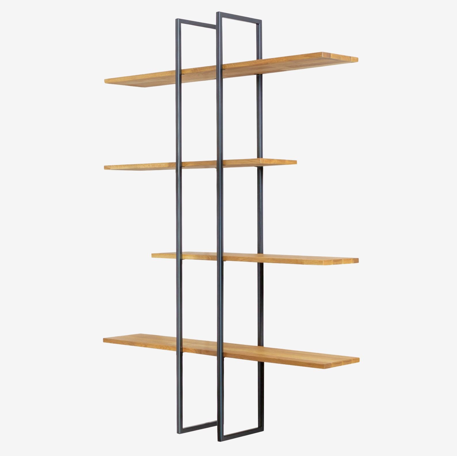 Estantería Axia de Roble Macizo Natural y Acero Negro | 170x120 cm | Diseño Industrial Moderno