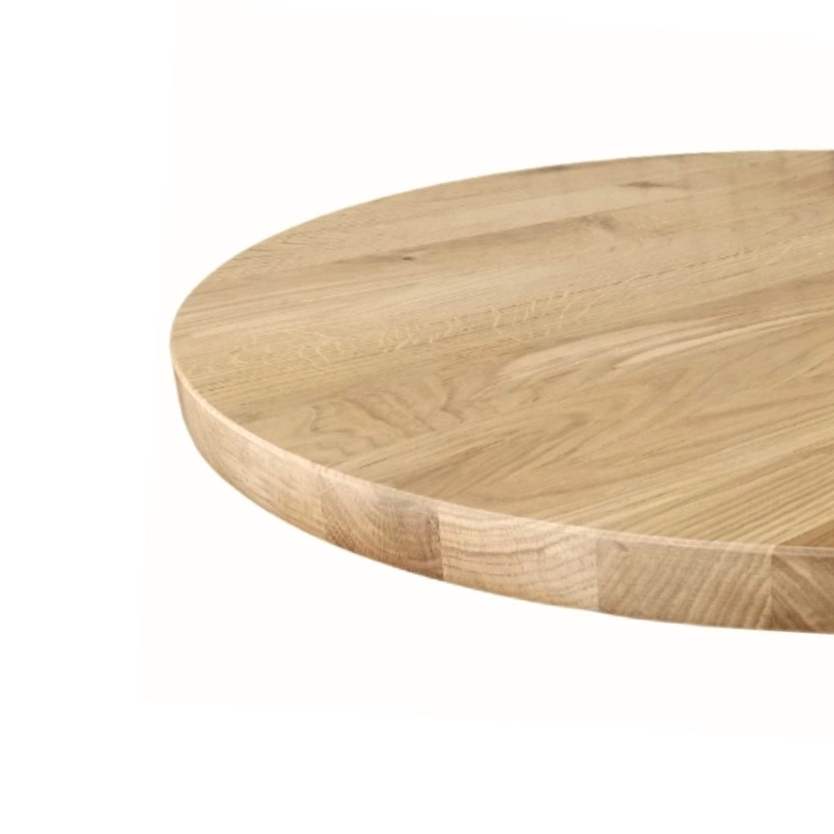 Mesa Redonda LUMA de Roble Macizo Natural 50 cm con Base Negra Central