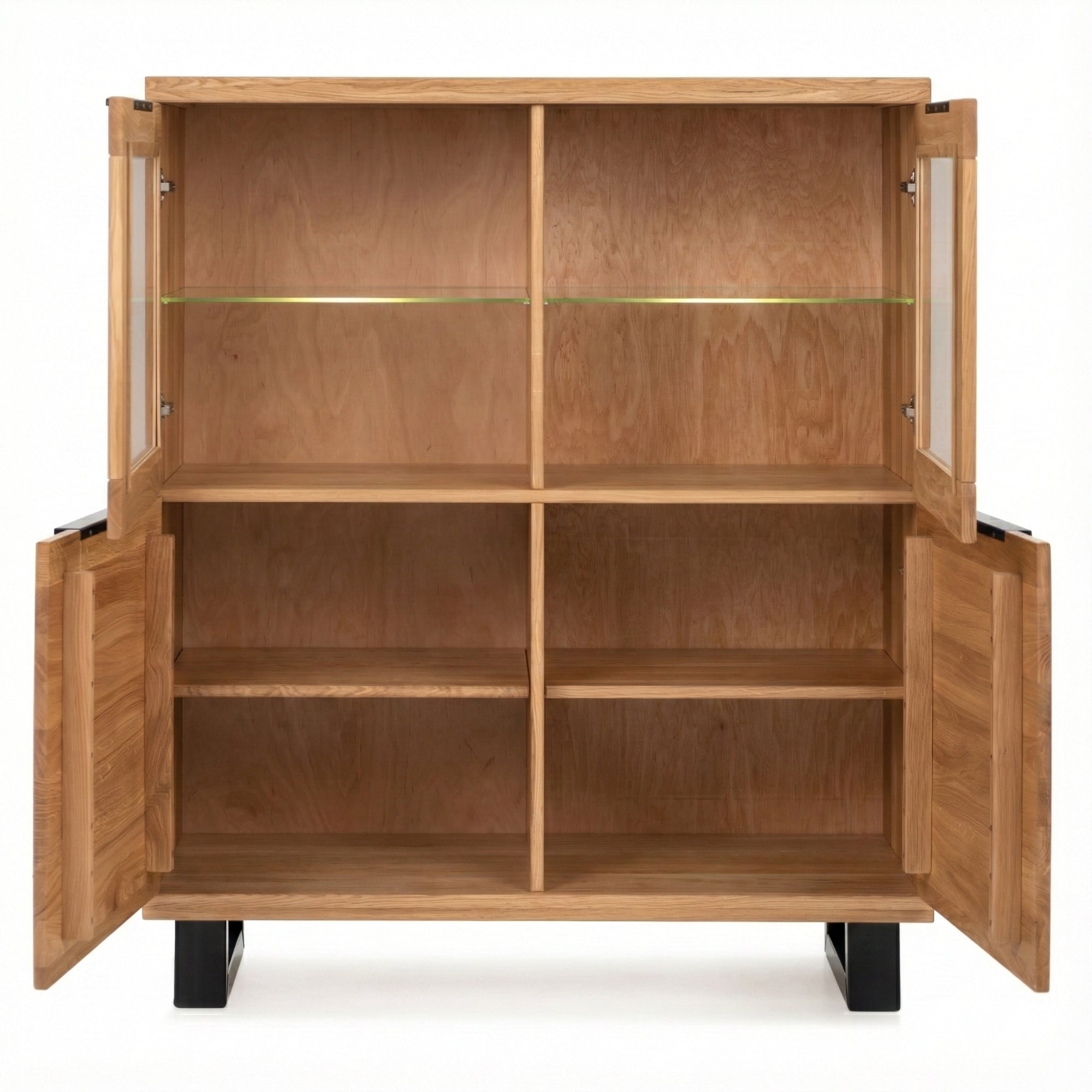 Vitrina aparador LIFE 120 en roble macizo natural y patas de acero negro